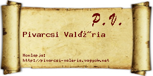 Pivarcsi Valéria névjegykártya